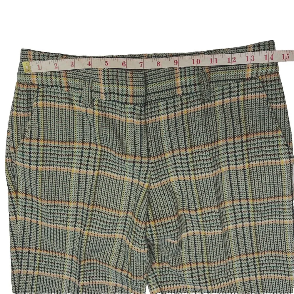 Sisley Womens 42 Small Green Plaid 25 % Wool Blend Cropped Pants Boho Retro Chic - Picture 13 of 16